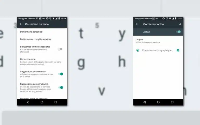 deux écrans d'un clavier avec des langues et des numéros différents