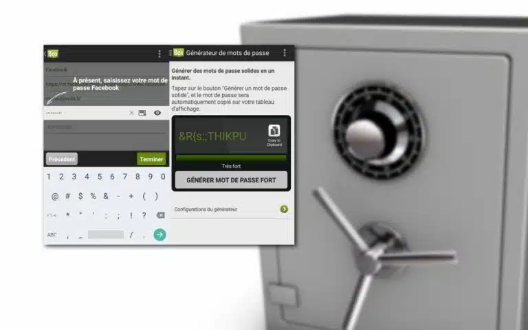 un gros plan d'un coffre-fort avec une clé dessus