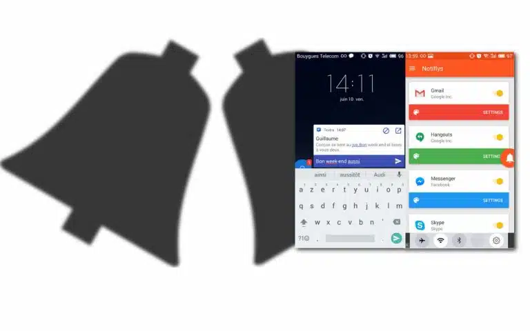 un gros plan d'un téléphone portable avec une cloche sur l'écran