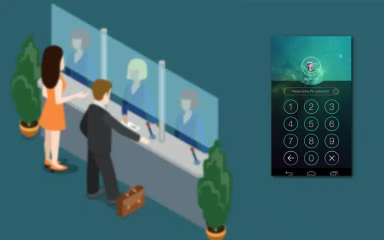un dessin animé d'un homme et d'une femme debout devant un téléphone